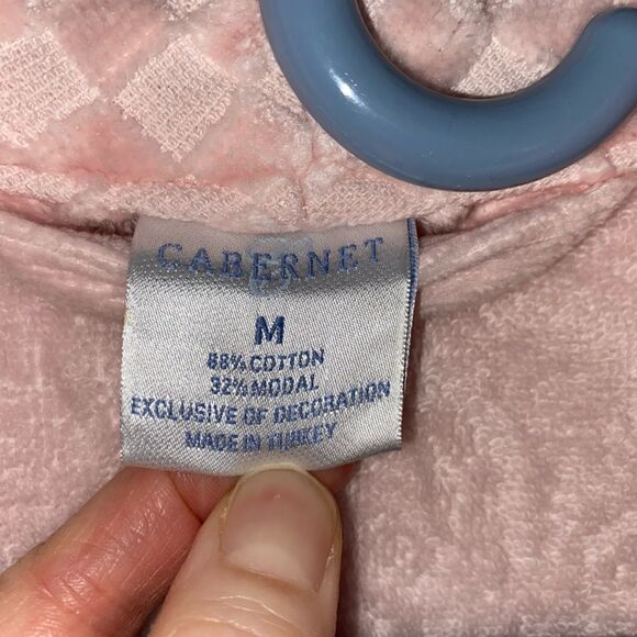 Cabernet cotton blend terry bathrobe w/satin lining & pockets Med - Picture 10 of 13